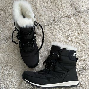 Sorel black Whitney short lace boots